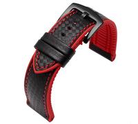 YSABVCP Carbon Fiber Pattern Silicone Base Watch Strap Is Suitable Fit For M-ido BM8475 Male Bracelet 20/22/24mm(Red black buckle,20mm)