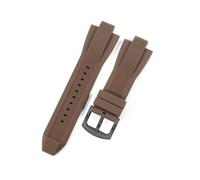 YSABVCP Convex Interface 13mm Black Orange Watchbands Fit For Michael Kors Mk8184 8152 9020 8730 8761 Silicone Replace Accessories(Brown-Black-K2)