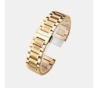 YSABVCP Curved Metal Stainless Steel Strap 18mm 20mm 22mm 24mm Solid Butterfly Buckle Accessories Universal Smart Watch Watchband(Gold,22mm)