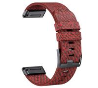 YSABVCP Durable Nylon Strap Suitable Fit For Garmin Fenix7X Pro/5X/6 Nylon Weaving, Suitable Fit For Fenix5/6/7/Instinct Replacement(Jacquard red,26mm)
