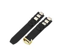 YSABVCP Fit For Cartier 21st Century Watch Band W10125U2 Special Convex Interface Silicone Strap Watch Accessories Black White 10x20mm(Black-Golden-Z4)