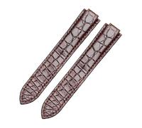YSABVCP Fit For Cartier Balloon Bleu De Sweatproof Solid Stainless Steel Buckle Convex Interface Crocodile Leather Watchband Balck Brown(Brown-No Buckle,14x22mm)