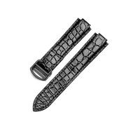 YSABVCP Fit For Cartier Balloon Bleu De Sweatproof Solid Stainless Steel Buckle Convex Interface Crocodile Leather Watchband Balck Brown(Black-Black-Z4,11x18mm)