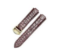YSABVCP Fit For Cartier Balloon Bleu De Sweatproof Solid Stainless Steel Buckle Convex Interface Crocodile Leather Watchband Balck Brown(Brown-Golden-Z4,14x22mm)