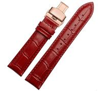 YSABVCP Fit For Casio/Armani/TITUS Bracelet Men And Women Accessories 18mm, 20mm, 22mm Soft And Comfortable Leather Strap(Red rose,22mm)