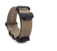 YSABVCP Fit For Casio Flexible Nylon Waterproof Outdoor Canvas Steel Black Needle Buckle Fit For G-SHOCK Ga100 110 Gd120 Dw5600 Series Watch Strap(Khaki(Link)-Black)