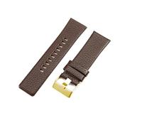 YSABVCP Fit For DIESEL Leather Large Watch Strap Dz4323 Dz1405 Dz1657 Large Dial Watch Band(Brown(LZ)-Golden-K3,26mm)