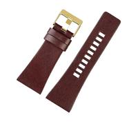 YSABVCP Fit For DIESEL Leather Large Watch Strap Dz4323 Dz1405 Dz1657 Large Dial Watch Band(Brown(PW)-Golden-K3,24mm)