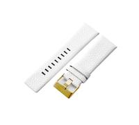 YSABVCP Fit For DIESEL Leather Large Watch Strap Dz4323 Dz1405 Dz1657 Large Dial Watch Band(White-Golden-K3,26mm)