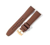 YSABVCP Fit For Longines Conquest L3 Sports Diving Adventure Silicone Accessories L3.781.4 L3.742.4 Arc Interface 20 22mm Watchbands(Brown-Golden-K14,20mm)