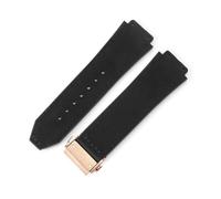 YSABVCP Frosted Leather Watch Band Silicone Men's Fit For Hublot 26 * 19mm(Black-Rose-Z2)