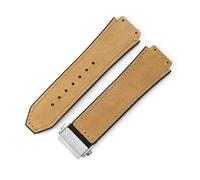 YSABVCP Frosted Leather Watch Band Silicone Men's Fit For Hublot 26 * 19mm(Brown-Steel-Z2)