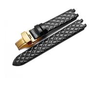 YSABVCP Genuine Leather Watch Band Fit For Versace Micro Soft Comfortable Female U-Shaped Interface Watch Strap Accessories 16mm(Black-Golden-B1)