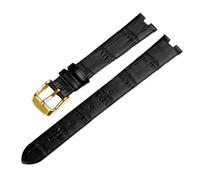 YSABVCP Genuine Leather Watchband Fit For Rado Crystal R2285415 Male Female Notch Butterfly Buckle Watch Strap Accessories 14 18mm(Black-Golden-1,18x6mm)