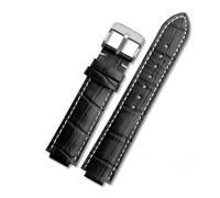 YSABVCP Leather Watch Strap Fit For Cartier Watch Band Raised Mouth Men's Women's Belt Accessories 33mm 42mm(Black White-Steel-K1,14x22mm)