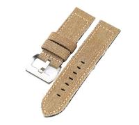 YSABVCP Leather Watchband 20mm, 22mm, 24mm, 26mm Thick Retro Style Men Suitable Watch Bracelet(Khaki silver buckle,22mm)