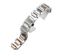 YSABVCP Men's Waterproof Breathable Solid Stainless Steel Watchband Fit for Cartier Ballon Bleu De Series Convex Interface Watch Strap(Steel-Rose,14x22mm)