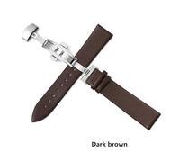 YSABVCP Needle Grain Plain Grain Leather Watch Strap 18mm 20mm 22mm Cow Leather Watch Chain Butterfly Buckle Watchband(Dark brown,22mm)