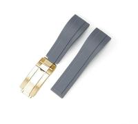 YSABVCP Rubber Silicone Dust Free Watch Strap 20mm Special Convex Interface Men's Sports Watchbands(Gray-All Gold-Z9)