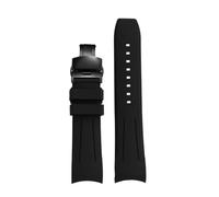 YSABVCP Rubber Watchband 20mm 22mm Curved End Watch Strap Fit For Longines Pioneer L3.812/820 Pilot Watches Waterproof Men's Silicone Bracel(Black Black,22mm)