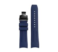 YSABVCP Rubber Watchband 20mm 22mm Curved End Watch Strap Fit For Longines Pioneer L3.812/820 Pilot Watches Waterproof Men's Silicone Bracel(Blue Black,20mm)