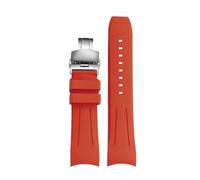 YSABVCP Rubber Watchband 20mm 22mm Curved End Watch Strap Fit For Longines Pioneer L3.812/820 Pilot Watches Waterproof Men's Silicone Bracel(Red Silver,22mm)