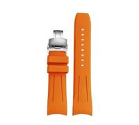 YSABVCP Rubber Watchband 20mm 22mm Curved End Watch Strap Fit For Longines Pioneer L3.812/820 Pilot Watches Waterproof Men's Silicone Bracel(Orange Silver,22mm)