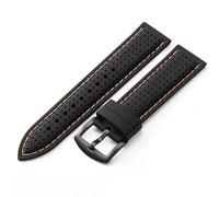 YSABVCP Silicone Comfortable Soft Black Orange Universal Watchband Fit For Tissot 20 22 24mm Rubber Accessories(BlackOrange-Black-K2,20mm)