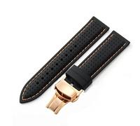 YSABVCP Silicone Comfortable Soft Black Orange Universal Watchband Fit For Tissot 20 22 24mm Rubber Accessories(Black orange-Rose-B1,20mm)