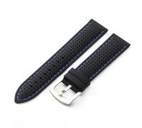 YSABVCP Silicone Comfortable Soft Black Orange Universal Watchband Fit For Tissot 20 22 24mm Rubber Accessories(Black blue-Steel-K2,20mm)