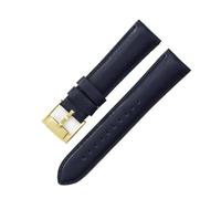 YSABVCP Soft Waterproof Cowhide Leather Watchband Fit For Fossil Ftw1114 Me3110 Fs5436 Stainless Steel Needle Buckle Strap 22mm 24mm(Dark Blue-Gold-K8,22mm)