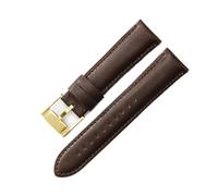 YSABVCP Soft Waterproof Cowhide Leather Watchband Fit For Fossil Ftw1114 Me3110 Fs5436 Stainless Steel Needle Buckle Strap 22mm 24mm(Dark Brown-Gold-K8,22mm)