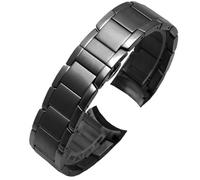 YSABVCP Solid Stainless Steel Watch Strap Fit For Armani Ar2432 2458 2453 2452 2457 2454 2460 Arc Mouth Watch Band22mm(Black)