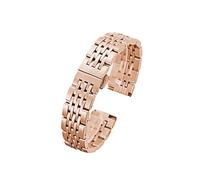 YSABVCP Stainless Steel Seven Bead Watch Strap 18mm 19mm 20mm 21mm 22mm Solid Butterfly Buckle Universal Watchband Accessories(Rose gold,22mm)