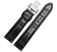 YSABVCP Suitable Fit For Longines Master Leather Watch Strap Leather Men And Women Watch Band 20 22mm(Black-Silver-B,18mm)