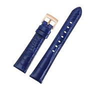 YSABVCP Suitable Fit For Swarovski Watch Strap Leather Women 5452495 5452498 Leather Bracelet 17mm(Blue-rose gold)
