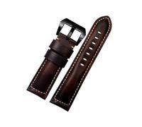 YSABVCP Vintage Thick Real Cow Leather Strap Fit For Panerai Luminor/Breitling Hamilton Men‘s Watch Band 20mm, 22mm, 24mm Bracelet(Dark brown bk,24mm)