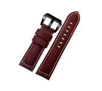 YSABVCP Vintage Thick Real Cow Leather Strap Fit For Panerai Luminor/Breitling Hamilton Men‘s Watch Band 20mm, 22mm, 24mm Bracelet(Wine red bk,20mm)