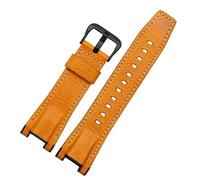 YSABVCP Watch Strap Fit For Casio GST-S100G / S110 / S130L / W100G / W110 / 210B / 400G / 410 / Watchchain 26 * 14mm Men's Leather WatchBand(Yellow wl bk)