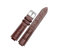 YSABVCP Watch Strap Men's Leather Watch Chain Raised Mouth 10 12mm Butterfly Clasp Fit For Louis Vuitton Men's and Women's Cowhide Strap(Brown white-Steel-K1,10x18mm)