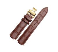 YSABVCP Watch Strap Men's Leather Watch Chain Raised Mouth 10 12mm Butterfly Clasp Fit For Louis Vuitton Men's and Women's Cowhide Strap(Brown-Gold-B1,12x21mm)