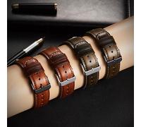 YSABVCP Watch Straps For Men 20 22mm Genuine Leather Watchband Soft Material Watch Band Fit For Samsung Fit For Huawei Watch(Dark green black,20mm)