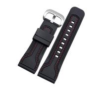 YSABVCP Watchband Fit for Seven Friday Rubber Watch Strap Egler Waterproof Watch Band Sevenfriday P Series P3C/02/SF-M3/04/P1B/01 28mm(Black-red-steel)