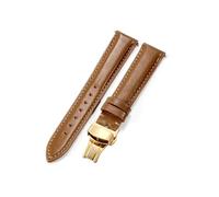 YSABVCP Women's Comfortable Soft Watchband Fit For Casio Fit For Longines Universal Leather Watch Strap(Brown-Golden-B1)