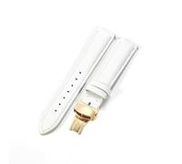YSABVCP Women's Comfortable Soft Watchband Fit For Casio Fit For Longines Universal Leather Watch Strap(White-Golden-B1)