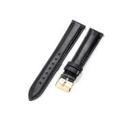 YSABVCP Women's Comfortable Soft Watchband Fit For Casio Fit For Longines Universal Leather Watch Strap(Black-Golden-K1)