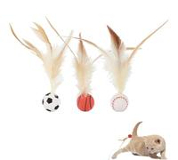 Ysaca Feather Ball Cat Toy,Cat Feather Toy,Interactive Cats Toys for Indoor Cats,Bouncy Tails CatToys,Exrecise Toy Balls for Training Chasing Hunting and Exercise (A-3PCS)
