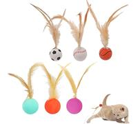 Ysaca Feather Ball Cat Toy,Cat Feather Toy,Interactive Cats Toys for Indoor Cats,Bouncy Tails CatToys,Exrecise Toy Balls for Training Chasing Hunting and Exercise (6PCS)