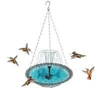 Ysaca Solar Cascade Hanging Bird Bath Fountain, Solar Fountain for Bird Bath with Glass Bowl, Outdoor Solar Powered Water Fountain & Feeder for Garden, Backyard, Patio (Gray-B)