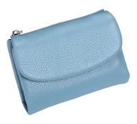 Ysaca Unisex Pebble Leather Wallet,Slim Genuine Full Grain Bifold with Dual Zippered Coin Pockets, 6 Card Slots & Cash Divider, Scratch-Resistant, Water-Repellent Design (Light Blue)